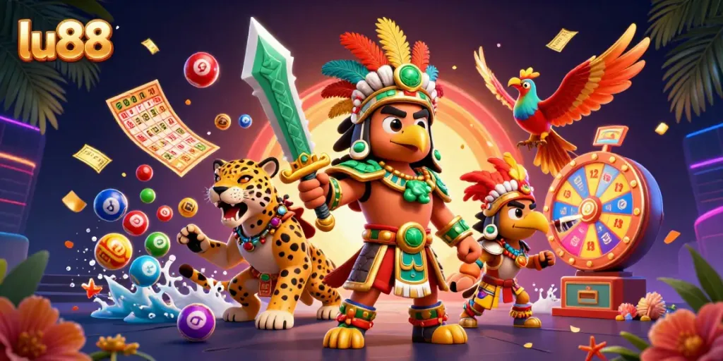 Experience thrilling wins at lu88 with festive lottery elements and engaging characters.