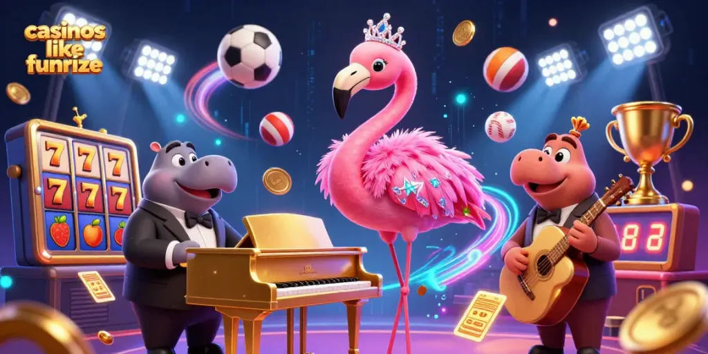 Experience slots and dynamic gaming action at casinos like funrize with vibrant characters and game elements.