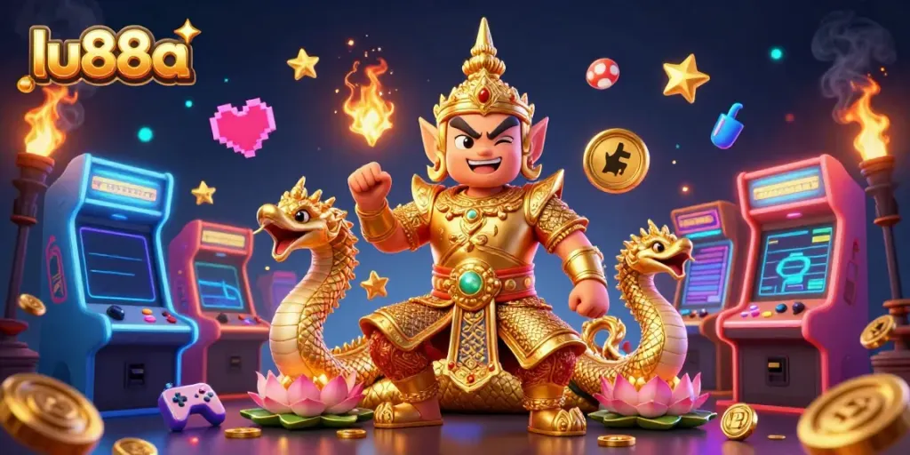 Spin slots and win big with lu88a at an exciting casino adventure featuring colorful gaming elements.