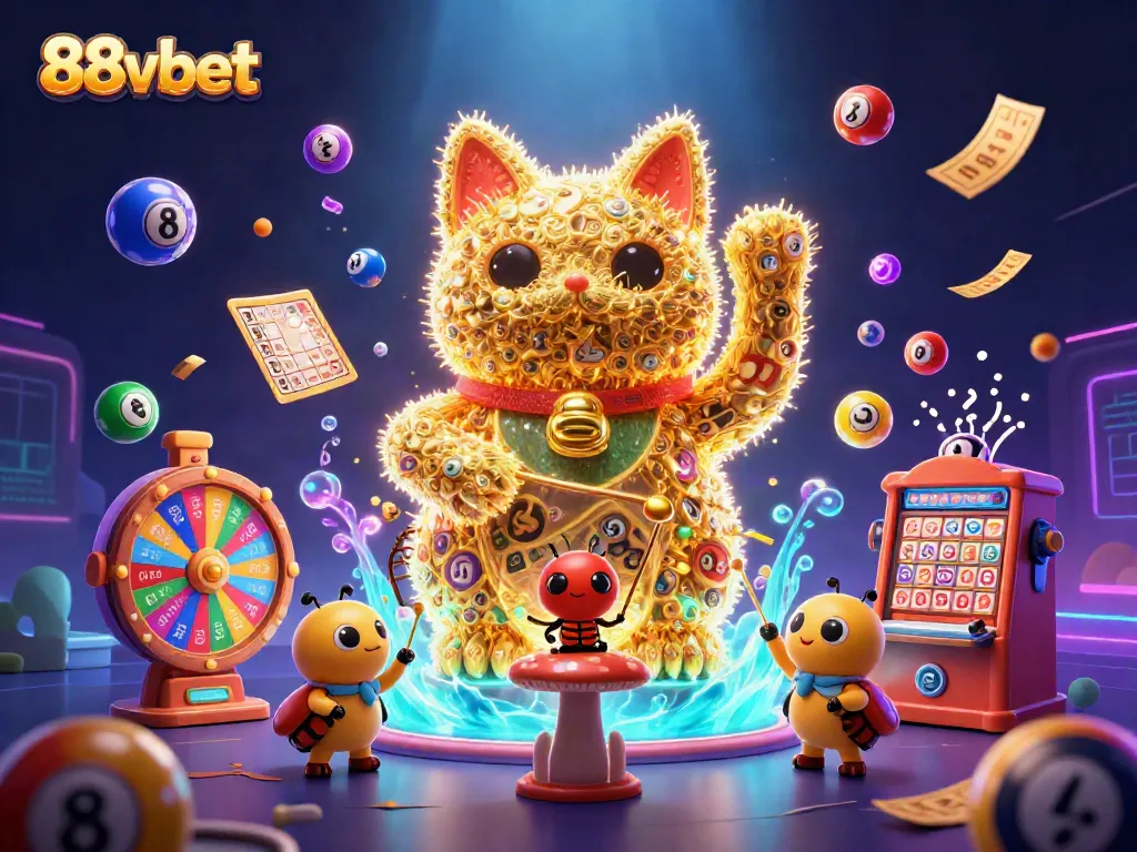 Engage with the charming 88vbet lucky cat illustration, enriched with dynamic casino elements.