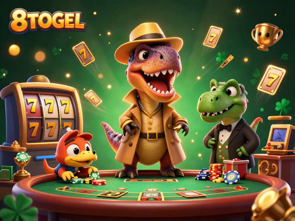 Experience winning moments with 8TOGEL's thrilling jackpot games featuring exciting characters and vibrant casino elements.