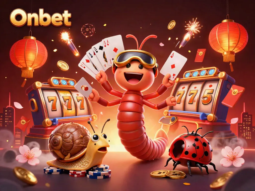 Experience Onbet's vibrant casino world with dynamic characters and engaging game elements.