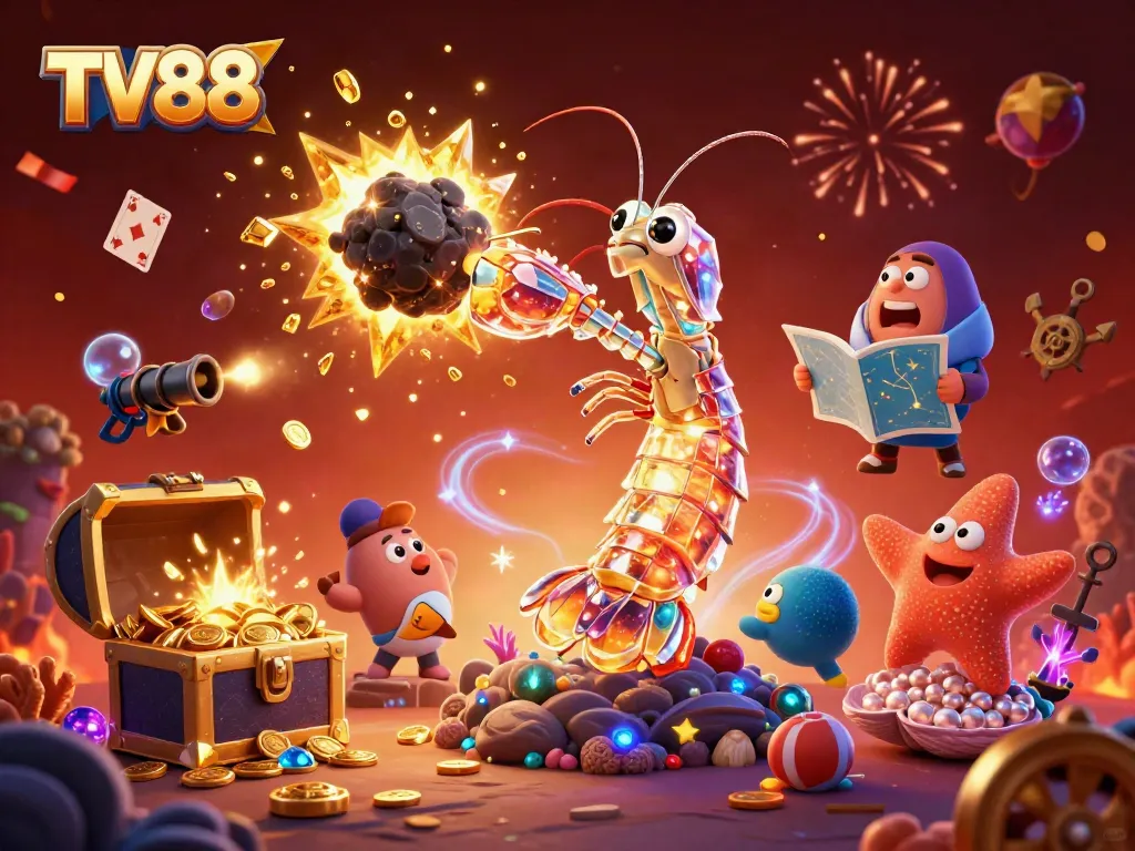 Experience the excitement of TV88 with a galactic-themed 3D casino adventure filled with gems and treasures.
