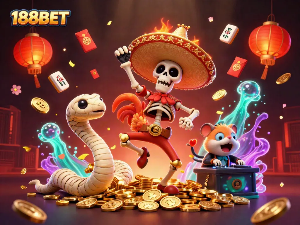 Experience the thrill of winning with 188BET's vibrant 3D casino illustration featuring exciting gaming elements.