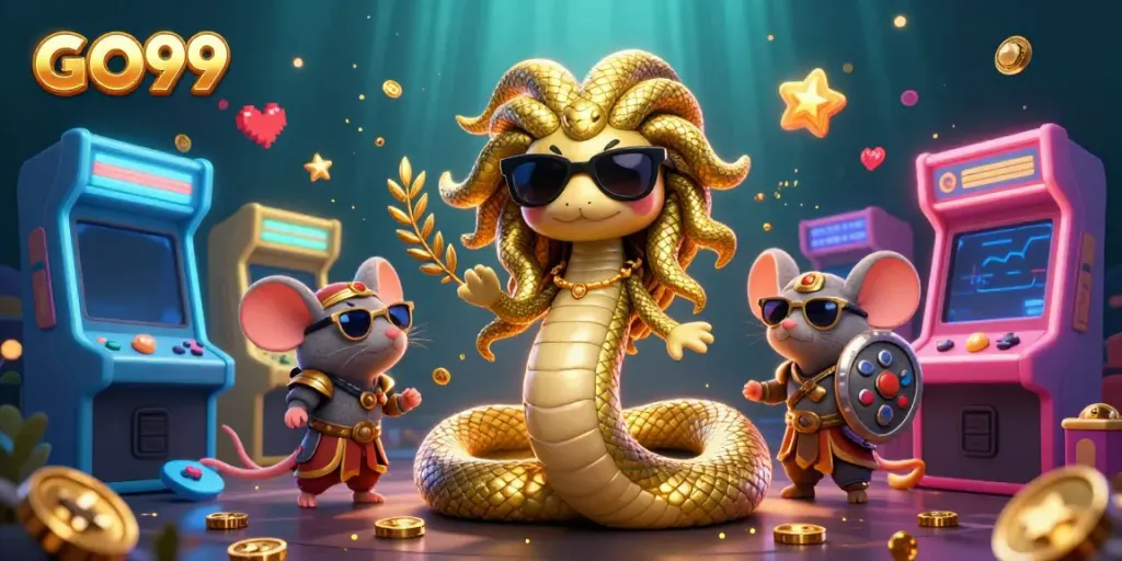Spin to win with GO99 in this colorful casino adventure featuring Medusa and fun gaming elements!