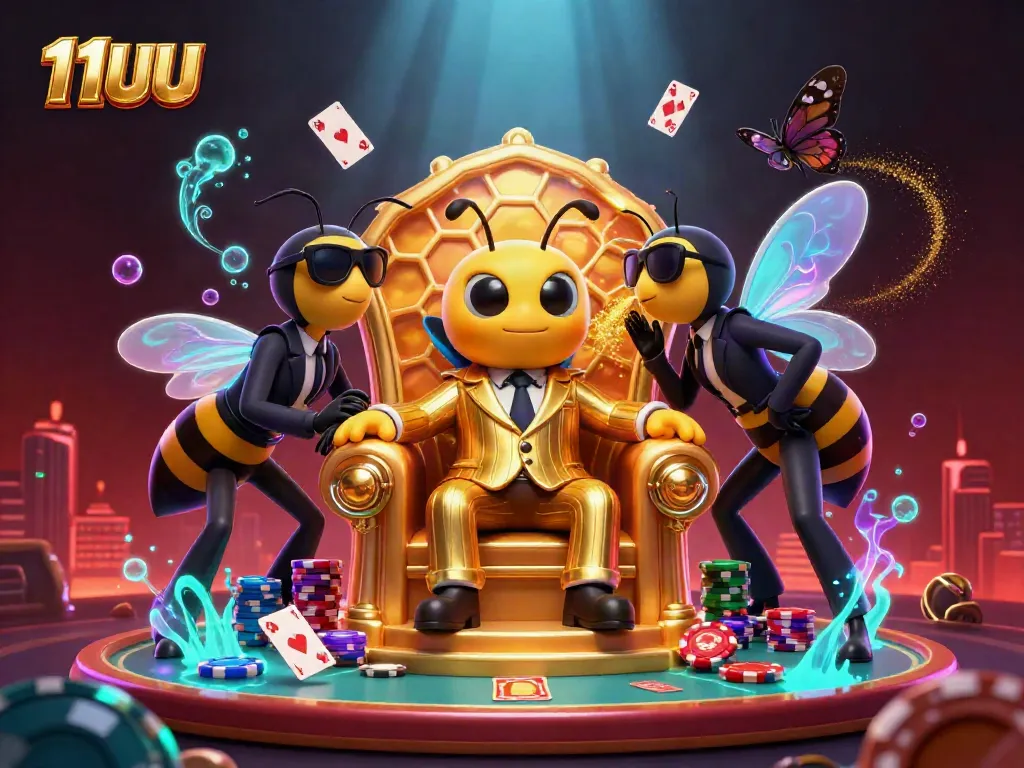 Experience thrilling gambling with the 11UU bumblebee mob boss in a vibrant 3D gambling scene.