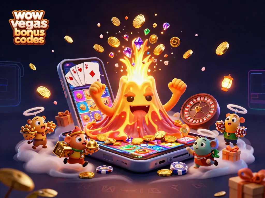 Win big with wow vegas bonus codes while surrounded by coins, treasure, and exciting games.