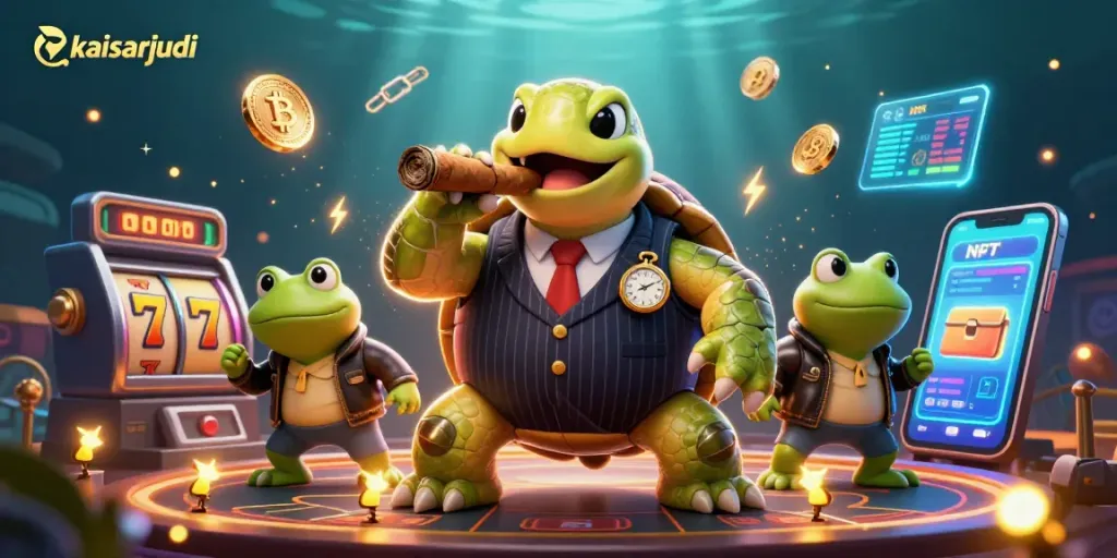 Engage in thrilling slots action with kaisarjudi's vibrant casino scene featuring unique 3D characters.