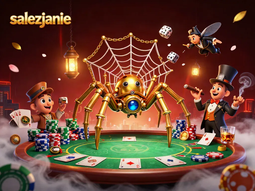 Salezjanie złapani w sieć gry, z pokerowymi żetonami i kartami w tle.