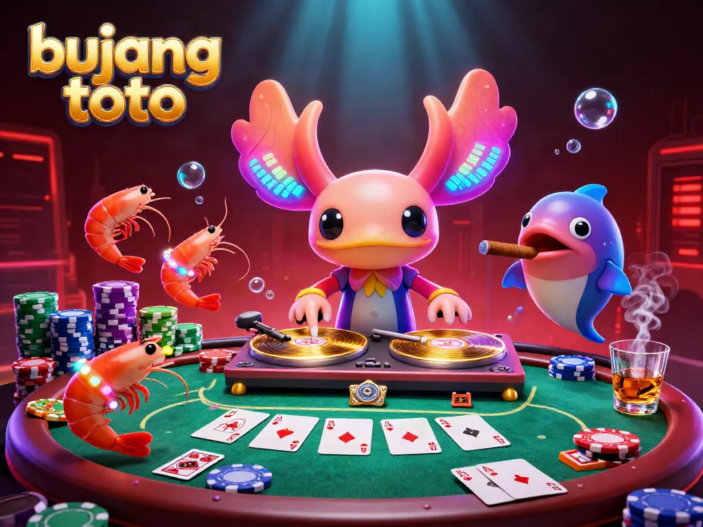 Engage with bujang toto's vibrant underwater casino scene featuring animated characters and gaming elements.