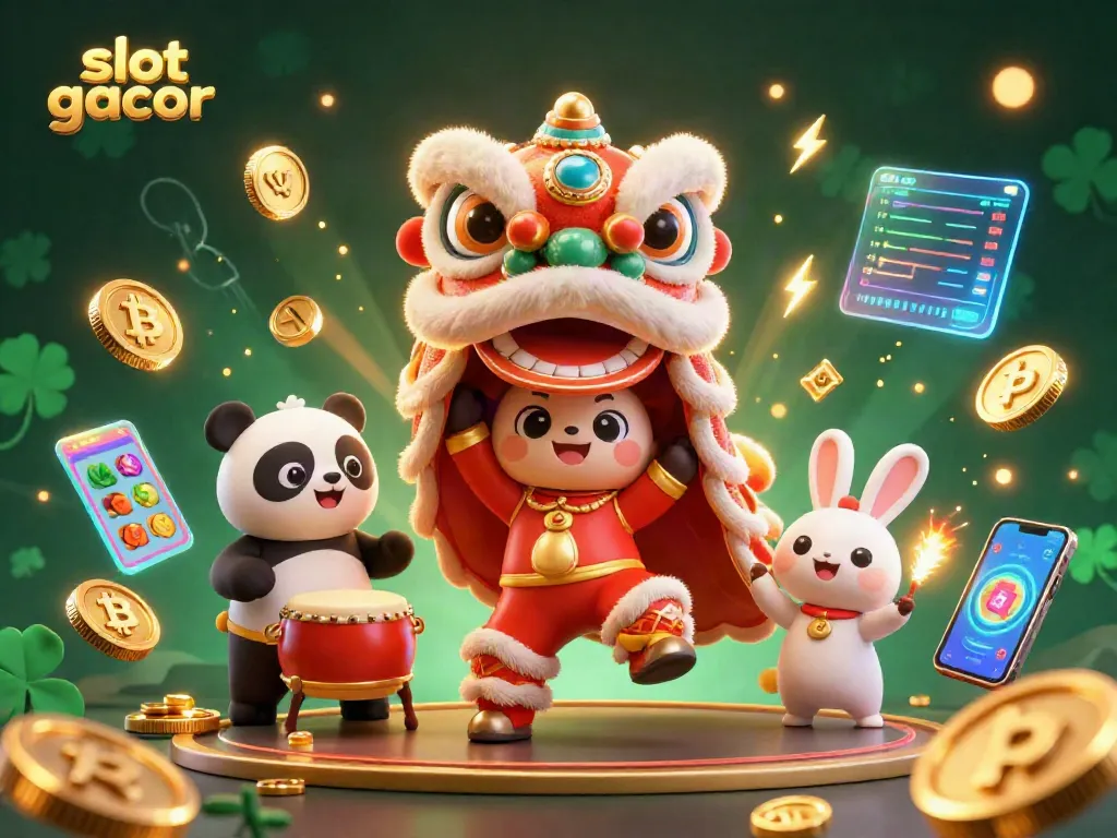 Experience slot gacor excitement with lively characters dancing in a 3D casino-themed scene.