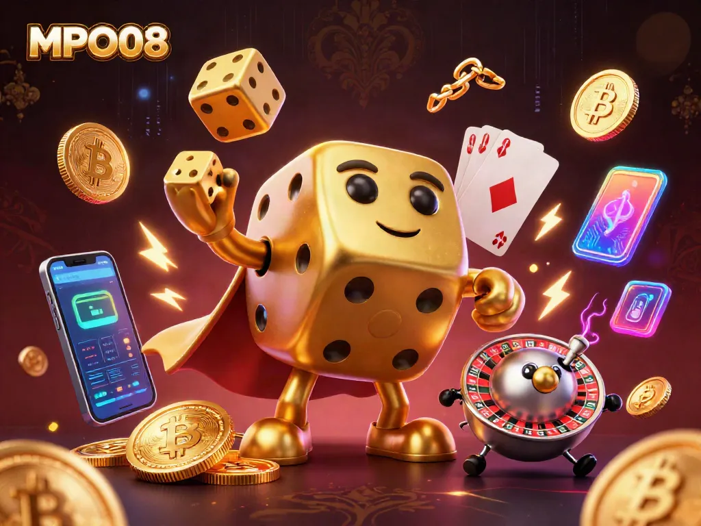 Engage with MPO08's thrilling casino gaming experience featuring vibrant characters and elements.
