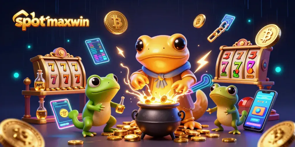 Spin on slot maxwin reels while witnessing a golden alchemist's magic in a vibrant casino atmosphere.
