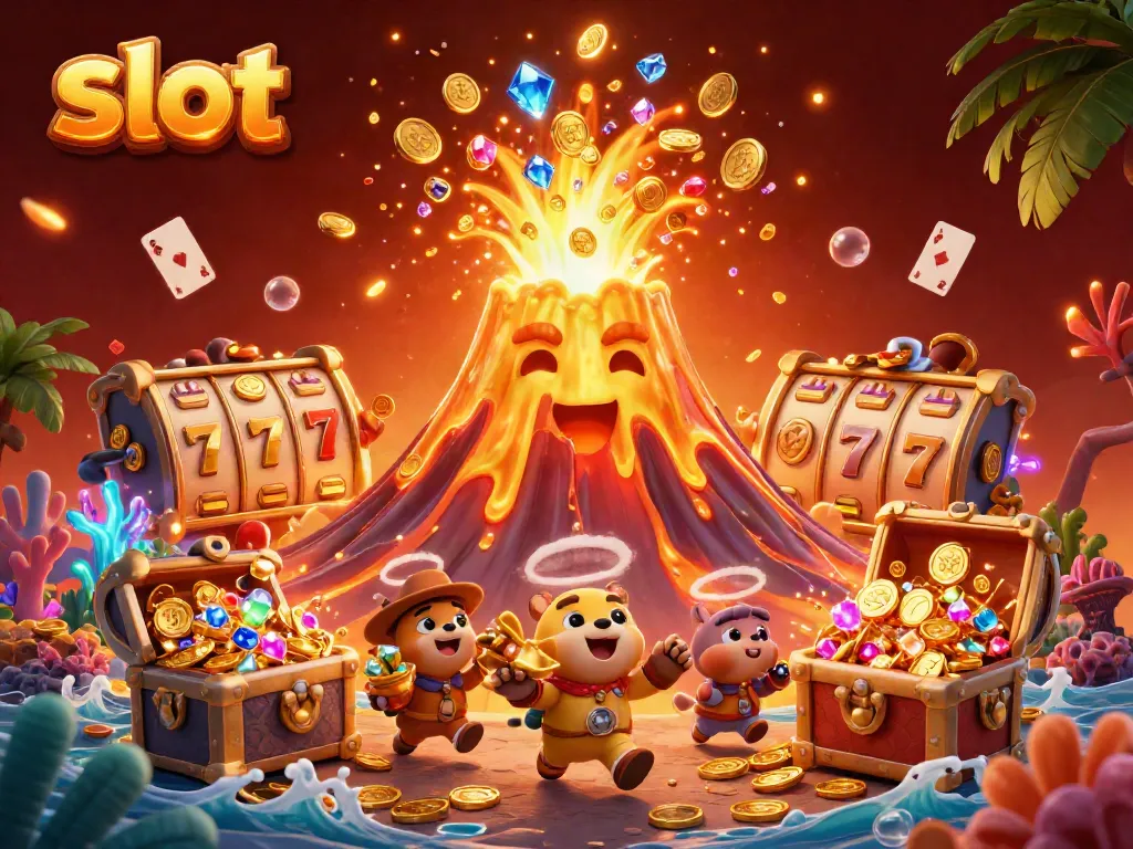 Spin the reels in a vibrant slot scene enriched with gold coins and dynamic treasures.