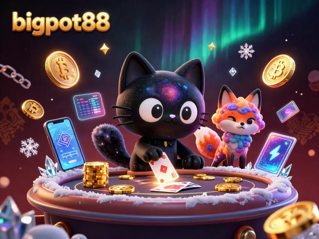 Tambahkan keseruan bigpot88 dengan kucing hitam berkonsep 3D yang menarik chip emas di kasino kosmik.