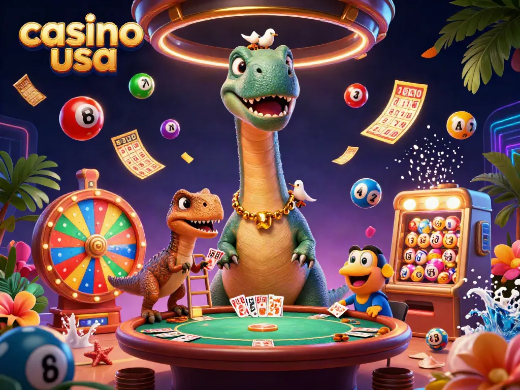 Play exciting games at the best casino usa featuring a giant brontosaurus in a dynamic scene.