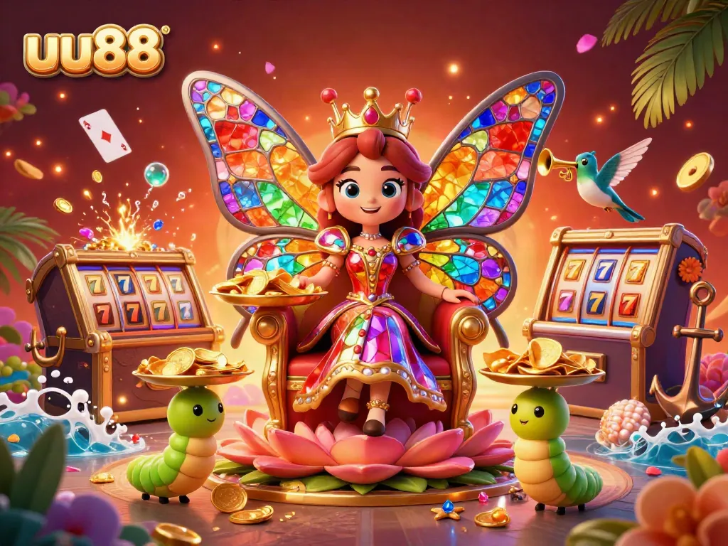 Engage with the thrilling world of uu88 through vibrant casino imagery featuring a queen and playful elements.