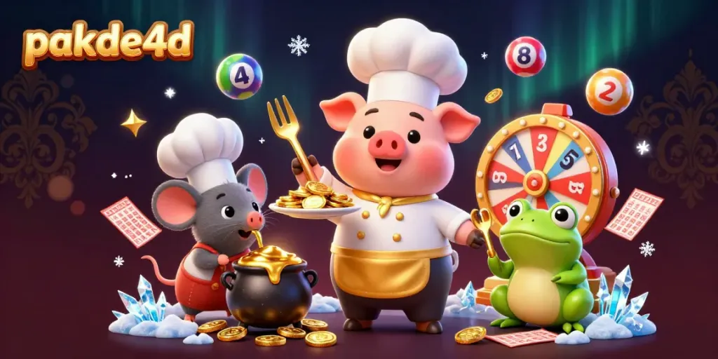 Experience the excitement of pakde4d lottery with unique characters celebrating gold winnings.