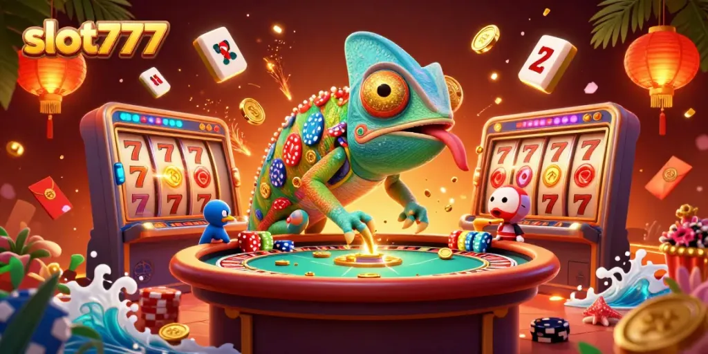 Engage with the thrilling slot777 experience as vibrant characters play amidst exciting casino elements.