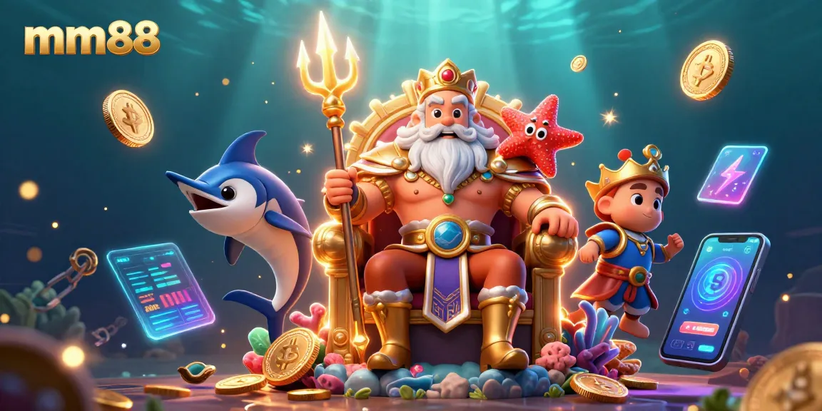 Engage with the mm88 casino experience featuring Neptune and vibrant gaming elements.